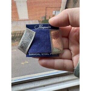 Vintage Passport Silver Tone Rectangle Hammered Earrings Stainless Steel ~1”